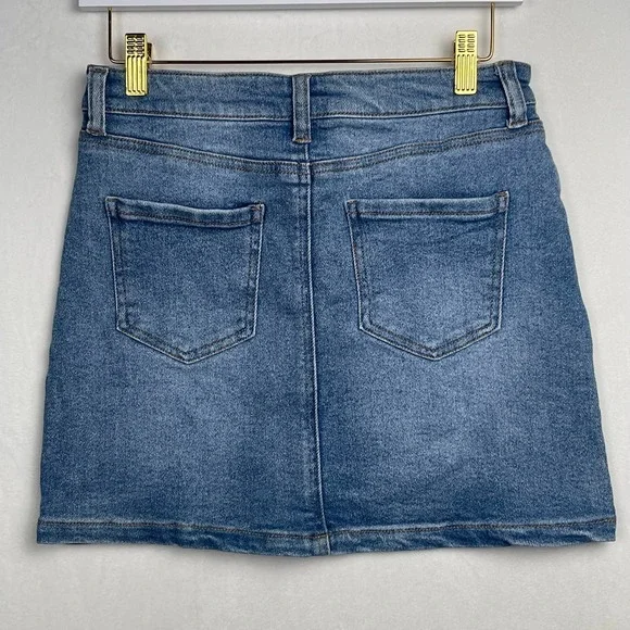 RSQ Collective Stretch Denim Medium Washed Mini Jean Skirt, Size 7‎ - Picture 2 of 7